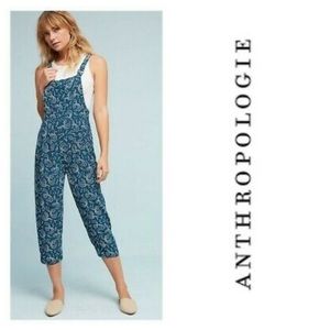 Anthropologie Maeve Tidal Wave teal/white jumpsuit